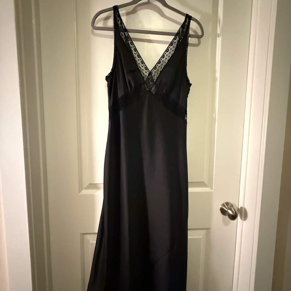 Wilfred Black Satin Lace Midi